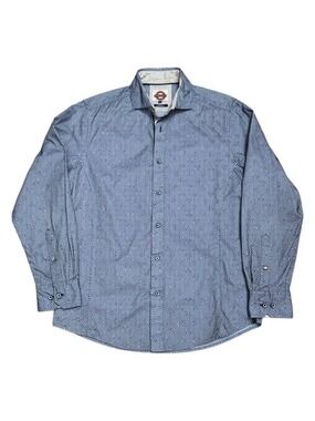 JERMYN & BOND Dress Shirt Luxury Designer Blue Business Casual Mens Medium